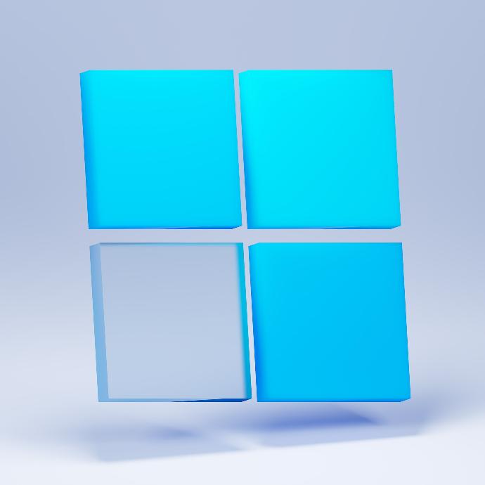 a white and blue square object on a white background